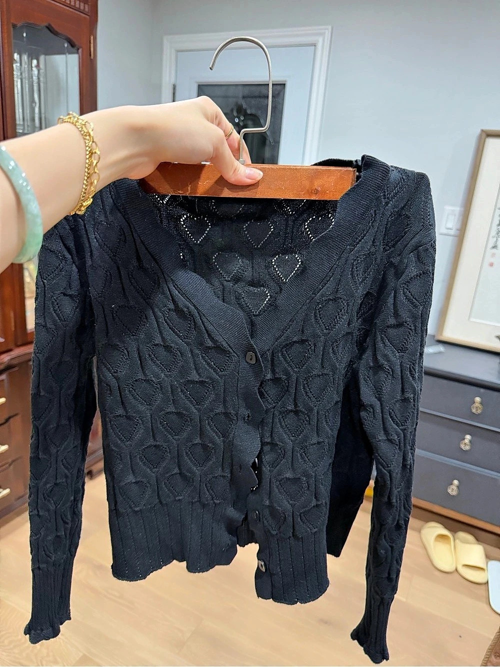 Black Geometric Knit Cardigan Like New
